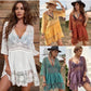 💗LAST DAY SALE 60% OFF⚡50K+ SOLD💕Boho Lace Beach Cover-Up Dress – V-Neck Sheer Swim Cover