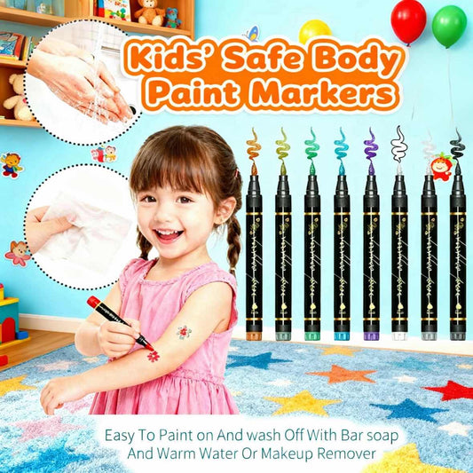 🌈⏳LAST DAY BUY 2 GET 1 FREE!!🎨✨️10-Color Temporary Tattoo Markers Set