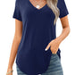 🔥Last Day 49% OFF💖Women's V-neck Short Sleeve Curved Hem Tee Top