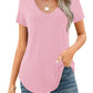 🔥Last Day 49% OFF💖Women's V-neck Short Sleeve Curved Hem Tee Top