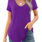 🔥Last Day 49% OFF💖Women's V-neck Short Sleeve Curved Hem Tee Top
