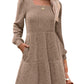 🍂2025 Autumn New Style 49% OFF⏰Women's Square Neck Lantern Sleeve Ribbed Dress