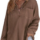 💖2026 Autumn’s Sale 70% OFF✨🍂Women’s Oversized Waffle Shirts Tops Button V Neck Long Sleeve Blouses