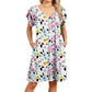 Women's Casual Floral Summer Dress with Ruffle Sleeves Crewneck Flowy Swing Mini Dress with Pockets Bohemian Style Shortsleeve Womenswear summerwins