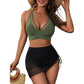 🩱2026 HOIT SALE 50% OFF🌊Women’s High Waisted Tummy Control Mesh Sarong Wraps Bathing Suit Bikini Set