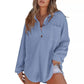 💖2026 Autumn’s Sale 70% OFF✨🍂Women’s Oversized Waffle Shirts Tops Button V Neck Long Sleeve Blouses