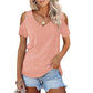💥Last Day Special Sale 49% OFF👚Womens Summer Short Sleeve Off-Shoulder Cold Shoulder Basic Tees