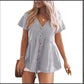 💖Last Day 50% OFF💖Women's Short Sleeve V Neck Ruffle Hem Blouse Top