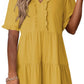 🔥Hot Sale 70% OFF🌈Women's V Neck Ruffle Casual A-Line Flowy Swing Shift Dress