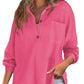 💖2026 Autumn’s Sale 70% OFF✨🍂Women’s Oversized Waffle Shirts Tops Button V Neck Long Sleeve Blouses