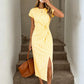 💃2026 Summer Hot Sale 50% OFF!✨Women's Elegant Waist Twist High Slit Sleeveless Midi Dress– Waist-Cinching, Elegant, Flowing Silhouette📍GB