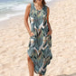 🎉Last Day Promotion 50% OFF💃2025 Summer Boho Print V Neck Maxi Dress with Pockets