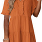 🔥Hot Sale 70% OFF🌈Women's V Neck Ruffle Casual A-Line Flowy Swing Shift Dress