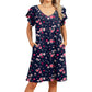 Women's Casual Floral Summer Dress with Ruffle Sleeves Crewneck Flowy Swing Mini Dress with Pockets Bohemian Style Shortsleeve Womenswear summerwins