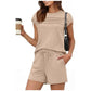 🔥LAST DAY SALE 70% OFF👍✨Women's Crew Neck Top & Drawstring Pants Short/Long Set