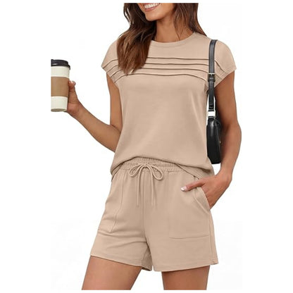 🔥LAST DAY SALE 70% OFF👍✨Women's Crew Neck Top & Drawstring Pants Short/Long Set