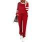 🔥LAST DAY SALE 70% OFF👍✨Women's Solid Long Sleeve Round Neck Pulloever Top Drawstring Pants Set