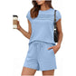 🔥LAST DAY SALE 70% OFF👍✨Women's Crew Neck Top & Drawstring Pants Short/Long Set
