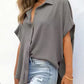 🔥2026 Summer Hot Sale 49% OFF💥Women's Tops Casual V Neck Button Down Shirts Solid Short Sleeve Blouses