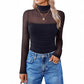 💃Last Day Sales -50% OFF🎉Women's Sparkle Mesh Sheer Long Sleeve Ruched Top
