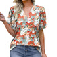 🔥Limited time Sale 49% Off🔥Women's V Neck Floral Print Vintage Shirt Fashion T-Shirt