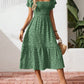 🌈2026 Summer Hot Sale 50% OFF!✨Square Neck Floral Midi Dress – Smocked Bodice, Flowy Tiered Skirt, Romantic🌸