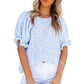 ⏰💥2026 Hot Sale 49% OFF👚Women's Crewneck Smocked Puff Sleeve Floral Print Blouse