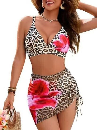 🩱2026 HOIT SALE 50% OFF🌊Women’s High Waisted Tummy Control Mesh Sarong Wraps Bathing Suit Bikini Set