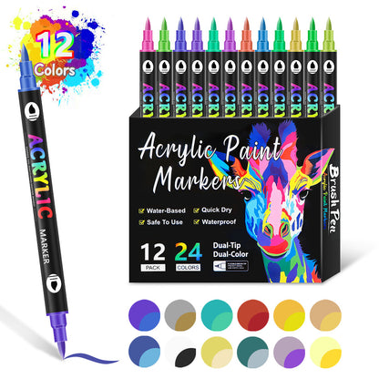 🎁Christmas Gift Idea 49%🎄Double-ended two-tone colored acrylic Paint marker