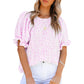 ⏰💥2026 Hot Sale 49% OFF👚Women's Crewneck Smocked Puff Sleeve Floral Print Blouse