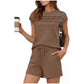 🔥LAST DAY SALE 70% OFF👍✨Women's Crew Neck Top & Drawstring Pants Short/Long Set