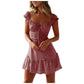 ⏰Hot Sale 49% Off💃Womens Summer Ruffle Sleeve Sweetheart Neckline Mini Dress