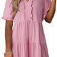 🔥Hot Sale 70% OFF🌈Women's V Neck Ruffle Casual A-Line Flowy Swing Shift Dress