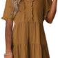 🔥Hot Sale 70% OFF🌈Women's V Neck Ruffle Casual A-Line Flowy Swing Shift Dress