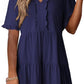 🔥Hot Sale 70% OFF🌈Women's V Neck Ruffle Casual A-Line Flowy Swing Shift Dress