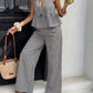 🏖️Limited Time Sale 50% OFF!🌞Women's 2-Piece Striped Tie-Waist Co-ord Set – Sleeveless Blouse & Wide-Leg Trousers 💫🌿  Vintage Boho Style • Casual Commuter Wear • Lightweight & Flowy💃