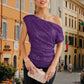 💃Last Day Sales 49% OFF -For Party🎉Womens Sparkly Ruched Glitter One Shoulder Sequin Party Top