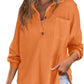 💖2026 Autumn’s Sale 70% OFF✨🍂Women’s Oversized Waffle Shirts Tops Button V Neck Long Sleeve Blouses