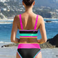 👙Last Day Sale 50% OFF🌈💃Color Block Patchwork Sporty 3-Piece Bikini Set - High Waisted & Tummy Control Swimsuit👙