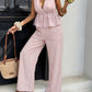 🏖️Limited Time Sale 50% OFF!🌞Women's 2-Piece Striped Tie-Waist Co-ord Set – Sleeveless Blouse & Wide-Leg Trousers 💫🌿  Vintage Boho Style • Casual Commuter Wear • Lightweight & Flowy💃