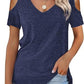 💥Last Day Special Sale 49% OFF👚Womens Summer Short Sleeve Off-Shoulder Cold Shoulder Basic Tees