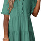 🔥Hot Sale 70% OFF🌈Women's V Neck Ruffle Casual A-Line Flowy Swing Shift Dress