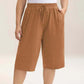 💖LAST DAY SALE 50% OFF💷Women's Plus Size Wide-Leg Capri Lounge Baggy Short Pants -👍✨Knit Comfy Bottoms with Pocket, Mixed Color Drawstring,