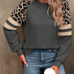 Women's Crewneck Long Sleeve Loose Cut Color Block Sweatshirts, Leopard Casual Tops with Cozy Softness
