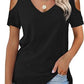 💥Last Day Special Sale 49% OFF👚Womens Summer Short Sleeve Off-Shoulder Cold Shoulder Basic Tees
