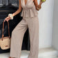 🏖️Limited Time Sale 50% OFF!🌞Women's 2-Piece Striped Tie-Waist Co-ord Set – Sleeveless Blouse & Wide-Leg Trousers 💫🌿  Vintage Boho Style • Casual Commuter Wear • Lightweight & Flowy💃