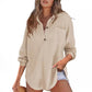 💖2026 Autumn’s Sale 70% OFF✨🍂Women’s Oversized Waffle Shirts Tops Button V Neck Long Sleeve Blouses