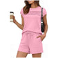 🔥LAST DAY SALE 70% OFF👍✨Women's Crew Neck Top & Drawstring Pants Short/Long Set