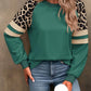 Women's Crewneck Long Sleeve Loose Cut Color Block Sweatshirts, Leopard Casual Tops with Cozy Softness