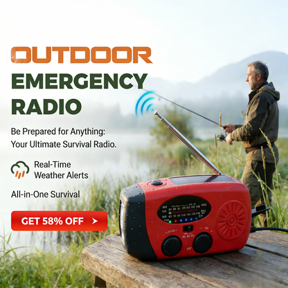 🎅🎄Christmas Gift Ideas 70% OFF🎁Multifunctional Portable Solar Emergency Radio 📻– 🔋Power Bank, Hand Crank & Weather Alert for Outdoor & Crisis Preparedness